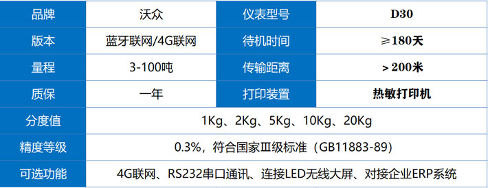 D30電子吊秤技術參數 D30電子吊秤技術參數